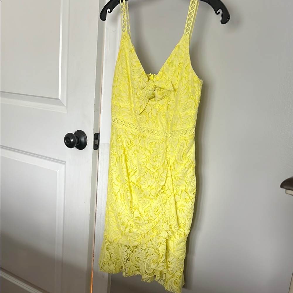 Elegant Yellow Lace Dress